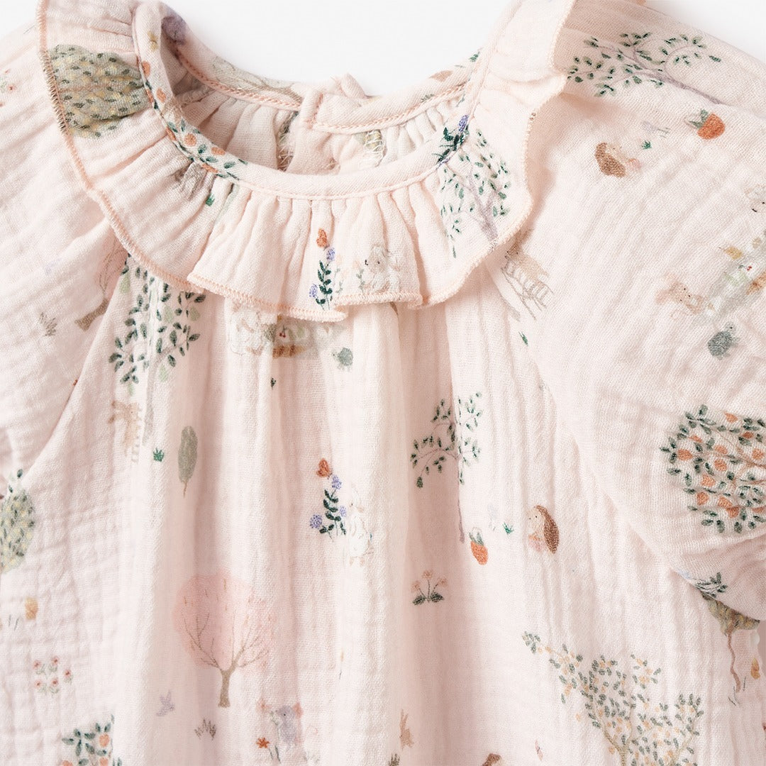 Baby Girls' Organic Muslin Ruffle Collar Top and Bloomer Set