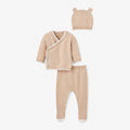 Unisex Cashmere Blend Baby Layette Set 3-Piece Tan